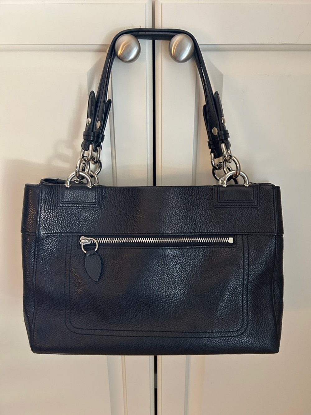 Coach Black Pebbled Leather Turnlock Shoulder Bag - Picture 2 of 6